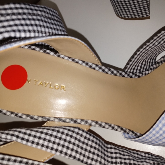 Ann Taylor Lili Gingham Knot Block Heel Sandals - Picture 12 of 14